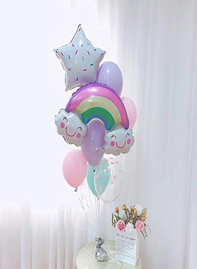 Atpata Funky Rainbow Foil Balloons Bouquet for Summer Parties Rainbow Monsoon Theme Parties, Multicolour (Foil-RainbowSet)